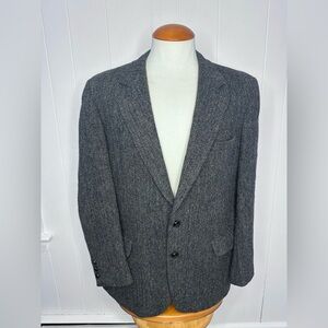 Harris Tweed Charcoal Herringbone Tweed Blazer